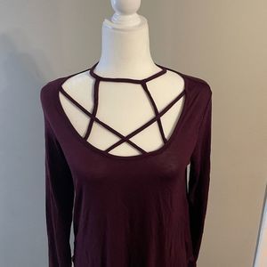 🆕 Maroon Top w/Strappy Neck Design